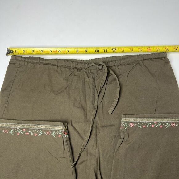 PARA Y2K Vintage Gasoline Embroidered Capri Cotton Bohemian Size 12 - Picture 11 of 14